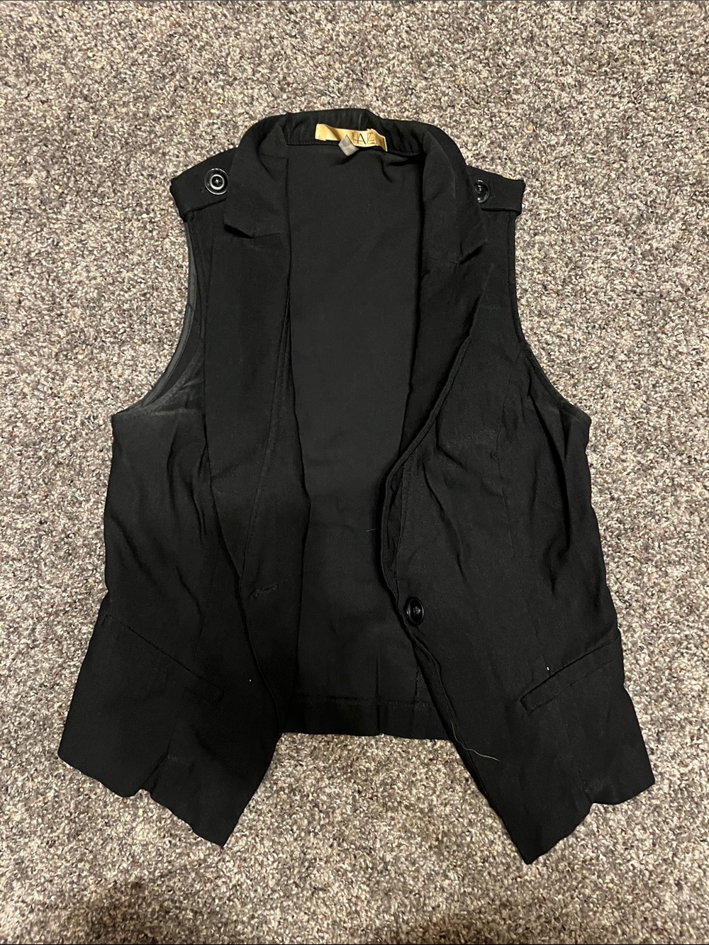 Women’s Black Sleeveless Vest with Notch Collar